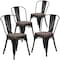 Flash Furniture Black Metal Stackable Chair with Wood Seat, PK4 4-CH-31230-BK-WD-GG - alternate 5
